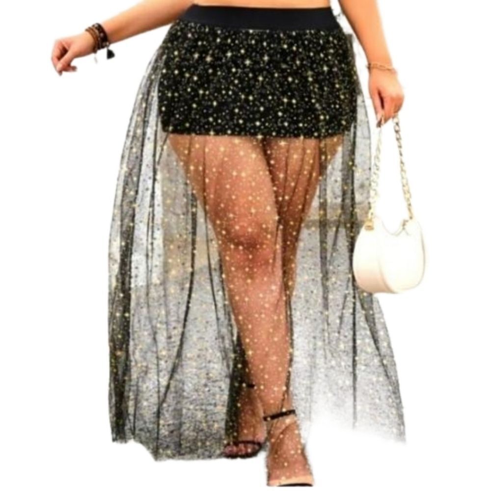 Sexy plus size mesh maxi skirt sz 2x